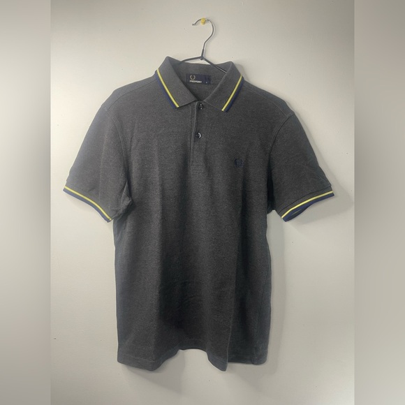 Fred Perry Charcoal Polo with Yellow Trim - Picture 1 of 4